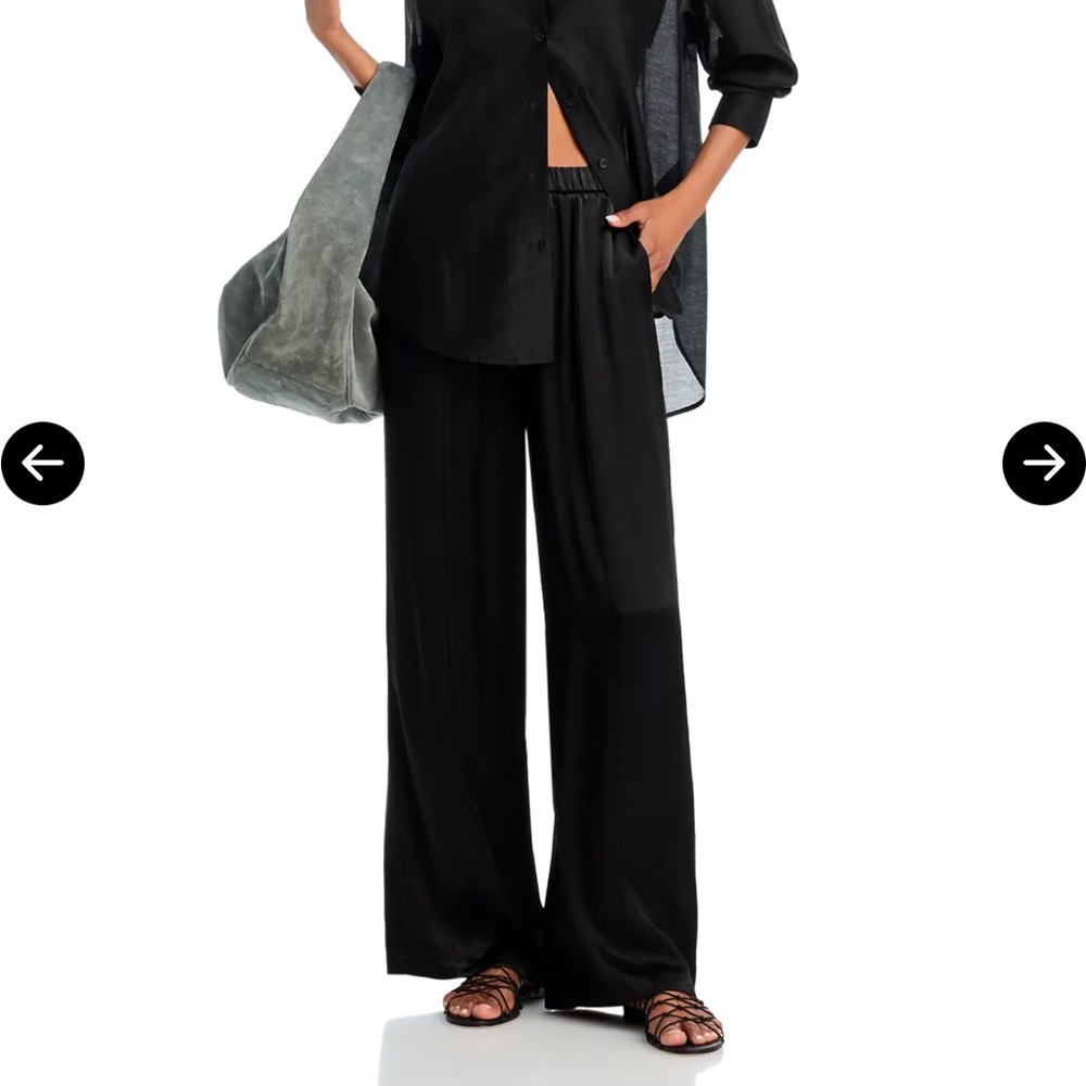 Wayf Fynn Satin Wide Leg Trousers-Black